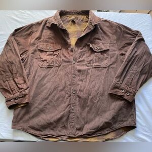 Faded Glory Corduroy Plaid Lined Jacket Mens XL Brown Button Up Coat
